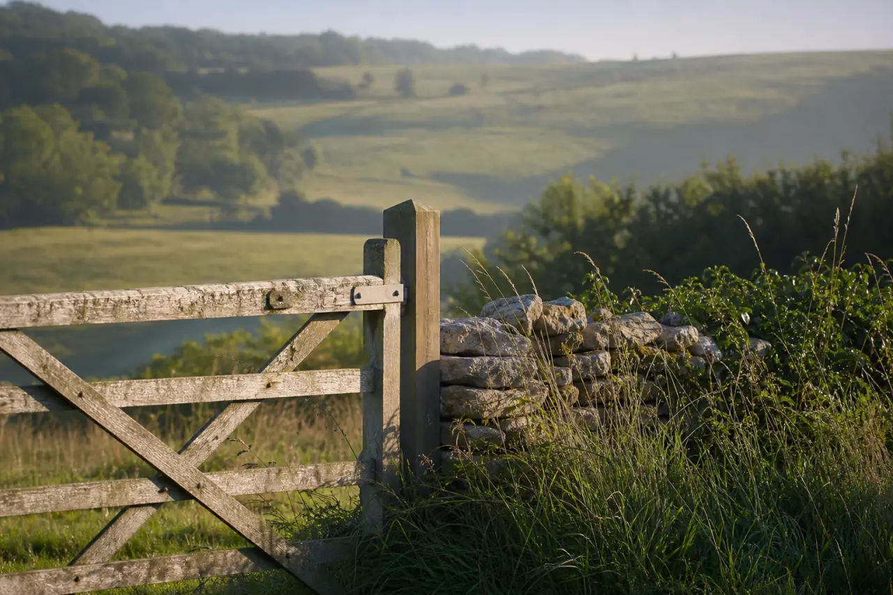Field boundary in Isle of Wight