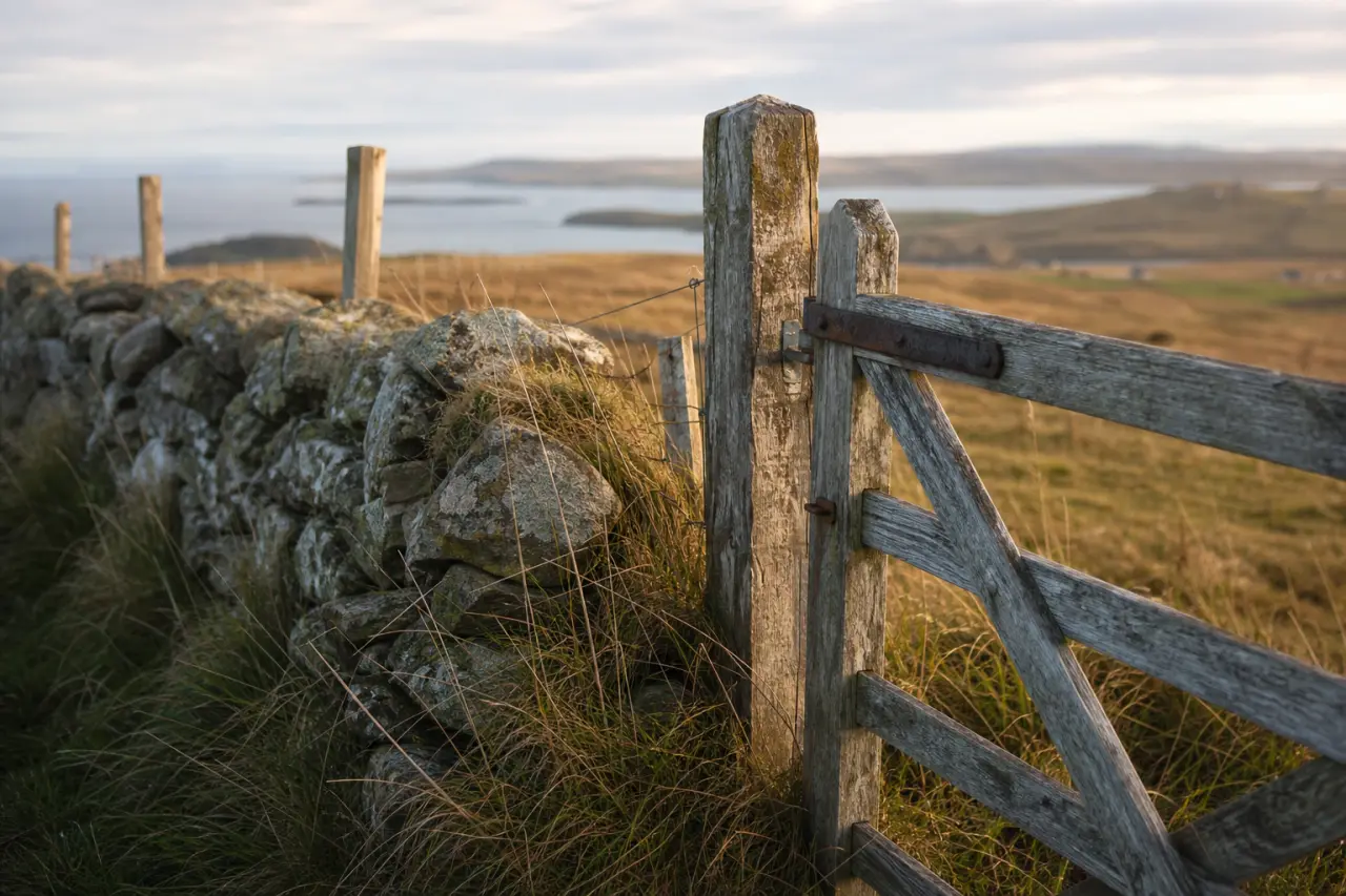 Field boundary in Shetland Islands